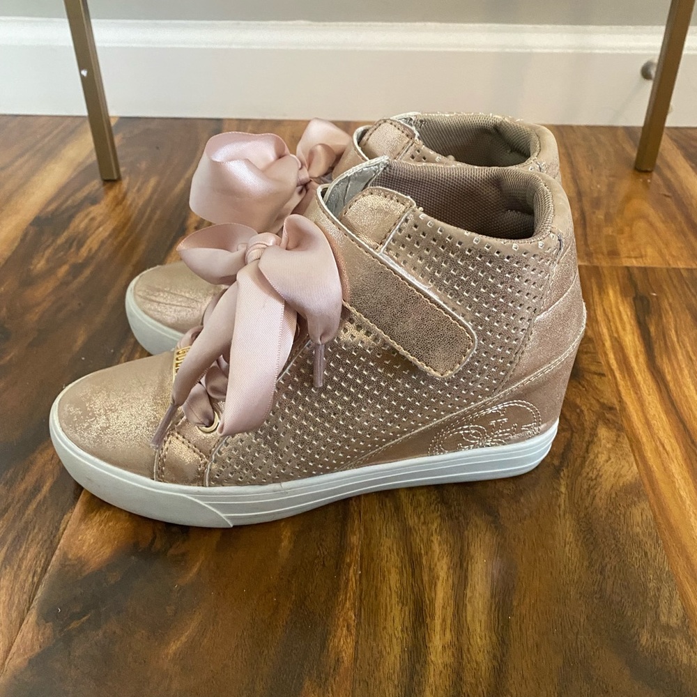 Guess high top heel tennis shoes
